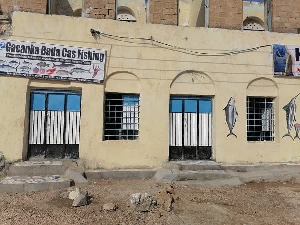 A fishing company's premises on a waterfront street